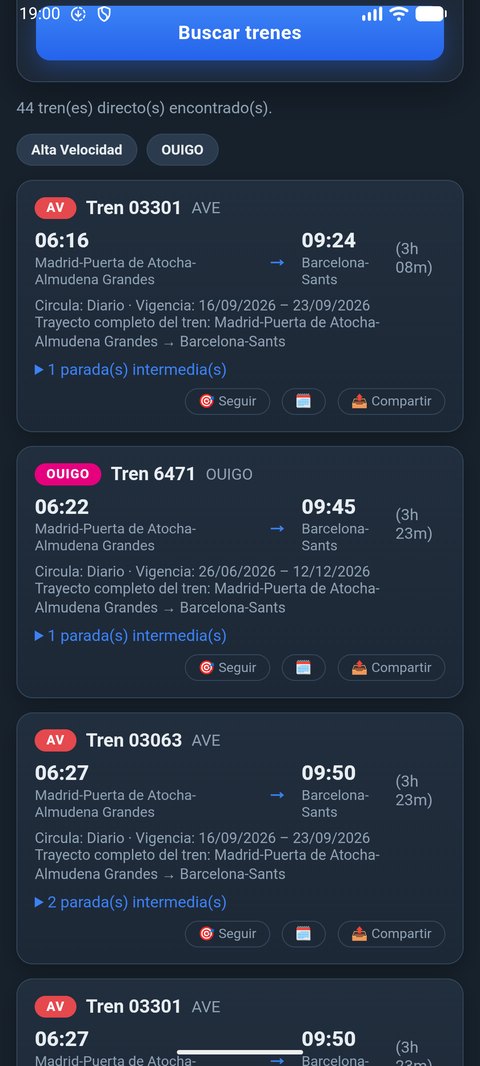 Trenes directos con filtros